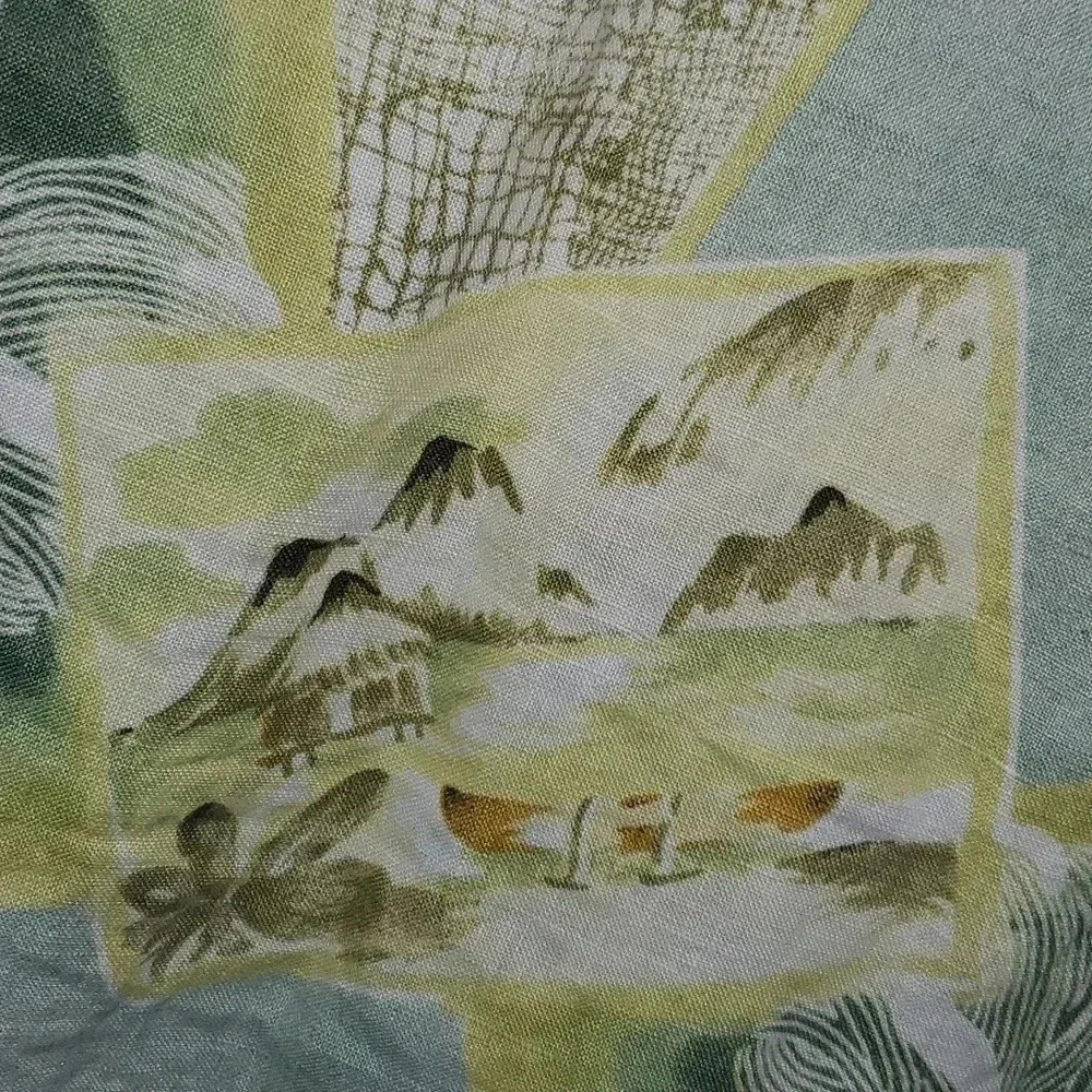 Tommy Bahama Floral Green Hawaiian Short Sleeve 100% Linen Shirt Green Yellow XL - Picture 10 of 11